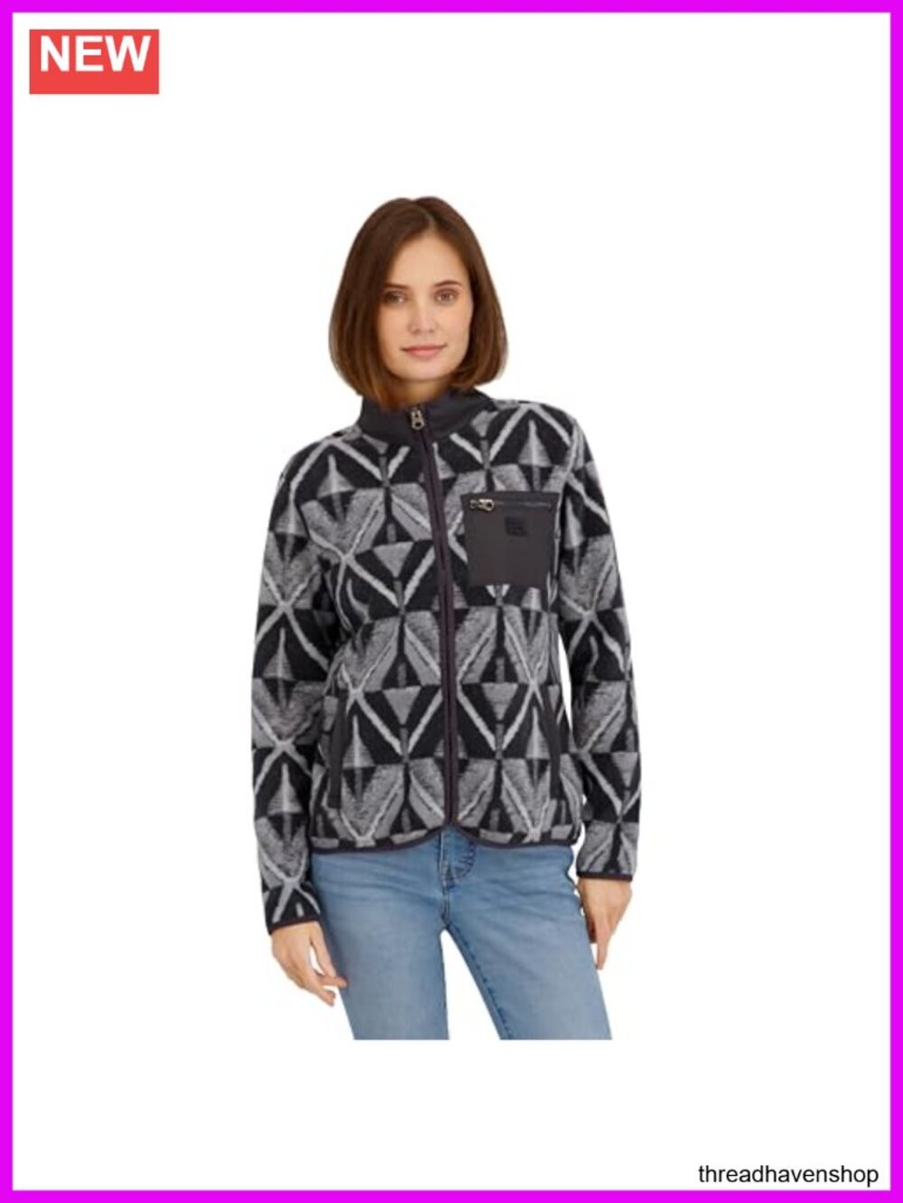 Sherpa Bonded Tie Dye Polar Fleece Jacket with Full Zipper